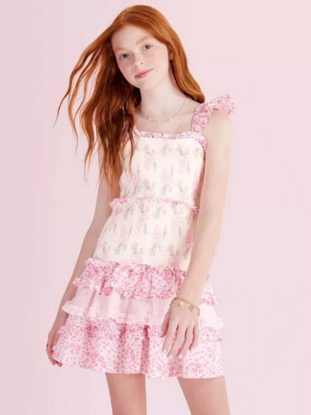 LoveShackFancy Target pink dress size 10 Smocked Tiered Ruffle Girls' 10